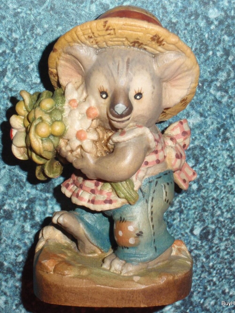 "Honey Bunch" Anri Sarah Kay Hand Carved Wood Koala Figurine 3" Made In Italy!